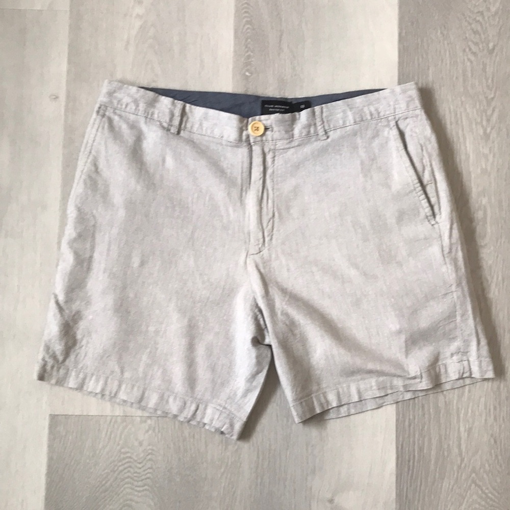 CLUB MONACO LINEN GRAY BAXTER FIT SHORTS MENS 33